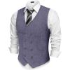 COOFANDY Men’s Double Breasted Suit Vest Lightweight Waistcoat Slim Fit Dress Vest(Blue Purple)