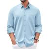 COOFANDY Mens Long Sleeve Button Down Shirt Wrinkle Free Casual Shirt for Men Untucked Shirts with Pocket for Wedding(Clear Blue)