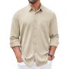COOFANDY Mens Long Sleeve Button Down Shirt Wrinkle Free Casual Shirt for Men Untucked Shirts with Pocket for Wedding(Khaki)