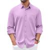 COOFANDY Mens Long Sleeve Button Down Shirt Wrinkle Free Casual Shirt for Men Untucked Shirts with Pocket for Wedding(Lavender)