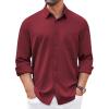 COOFANDY Mens Long Sleeve Button Down Shirt Wrinkle Free Casual Shirt for Men Untucked Shirts with Pocket for Wedding(Wine Red)
