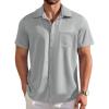 COOFANDY Mens Wrinkle Free Short Sleeve Dress Shirts Button Up Fitted Casual Summer Shirts Light Grey