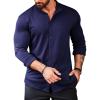 COOFANDY Mens’s Long Sleeve Button Up Shirts Athletic Fitted Dress Shirts Silm Fit(Navy Blue)