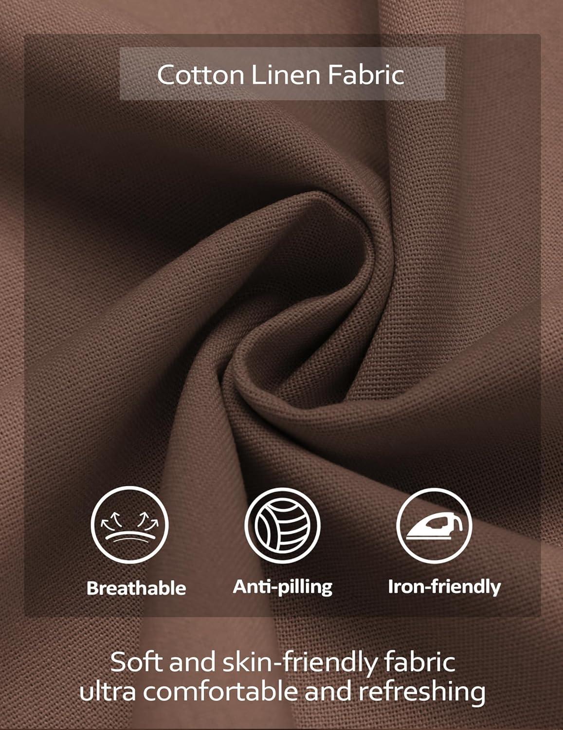 imageCOOFANDY Mens Casual Linen Pants Elastic Waist Drawstring Beach Summer Pants Lightweight Linen TrousersBrown