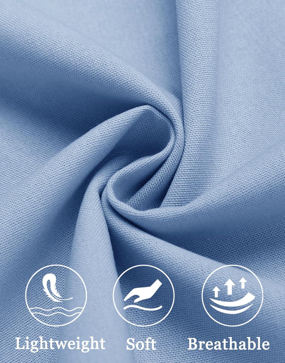 imageCOOFANDY Mens Casual Linen Pants Elastic Waist Drawstring Beach Summer Pants Lightweight Linen TrousersLight Blue