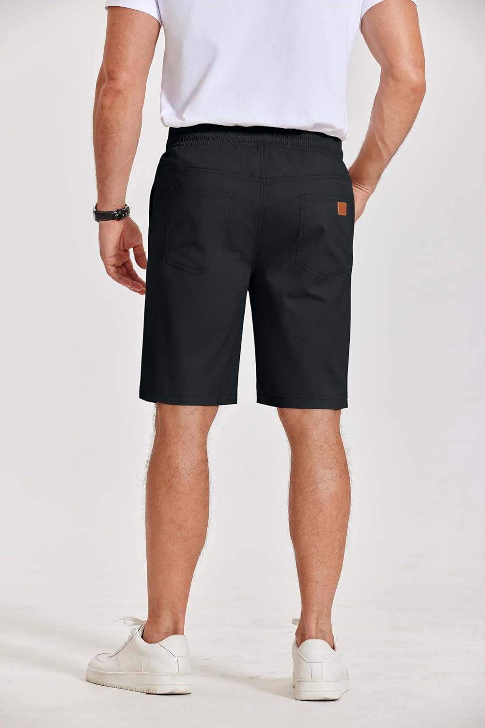 imageCOOFANDY Mens Casual Shorts Cotton Elastic Waist Drawstring Shorts Lightweight Summer Beach ShortsAblack