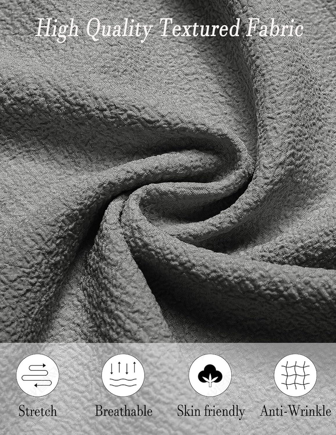 imageCOOFANDY Mens Casual Shorts Elastic Waist Drawstring Textured Summer Beach ShortDark Grey