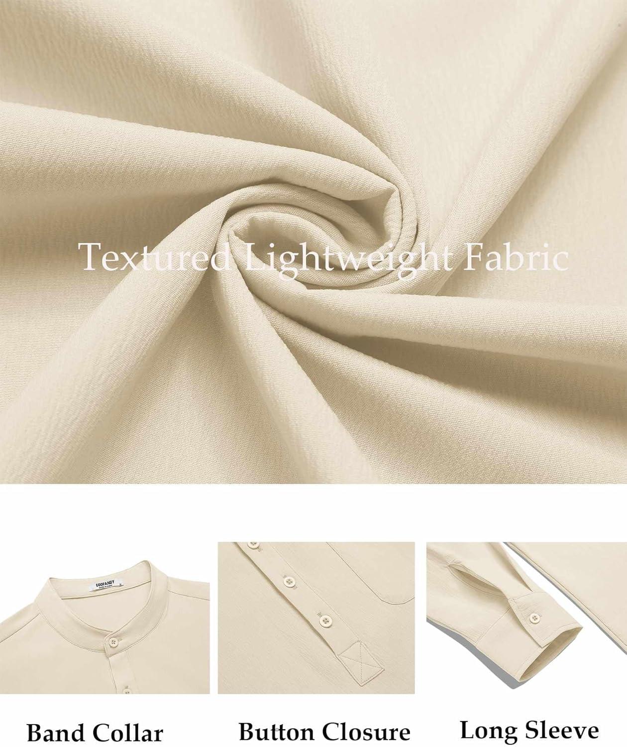 imageCOOFANDY Mens Henley Shirt Long Sleeve Lightweight Casual TShirt Summer Beach Hippie Tee ShirtVanilla Ice