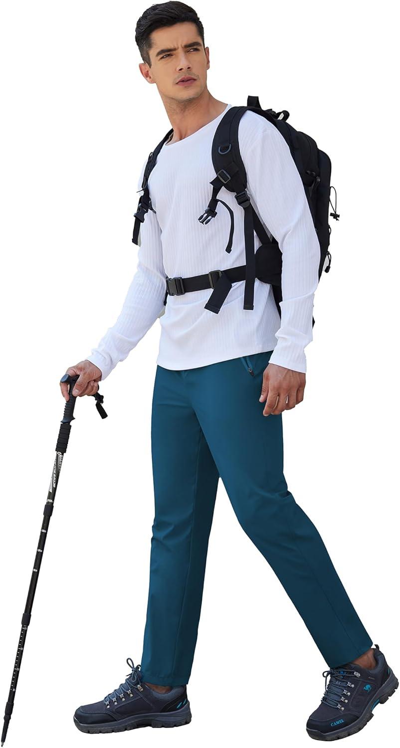 imageCOOFANDY Mens Hiking Pants Lightweight Athletic Pants Quick Dry Active Running Joggers with Zipper PocketsBlue