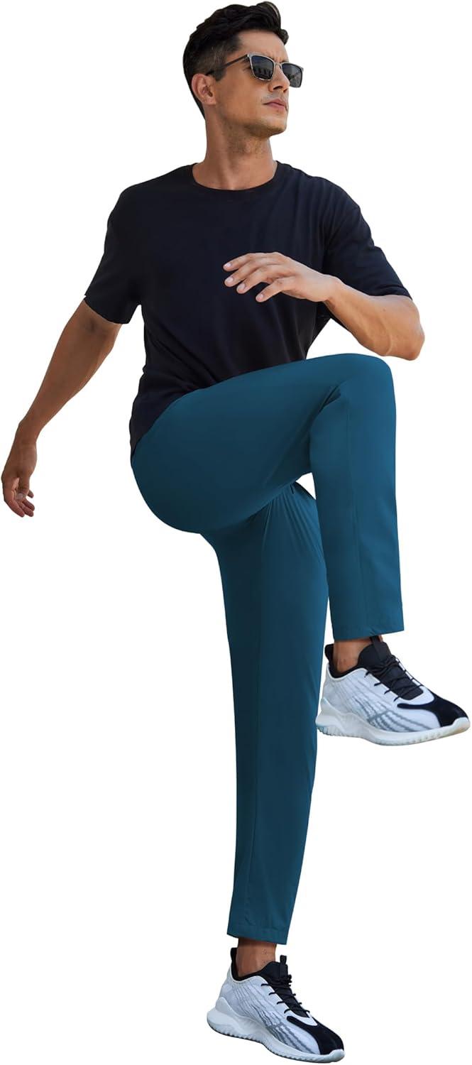 imageCOOFANDY Mens Hiking Pants Lightweight Athletic Pants Quick Dry Active Running Joggers with Zipper PocketsBlue