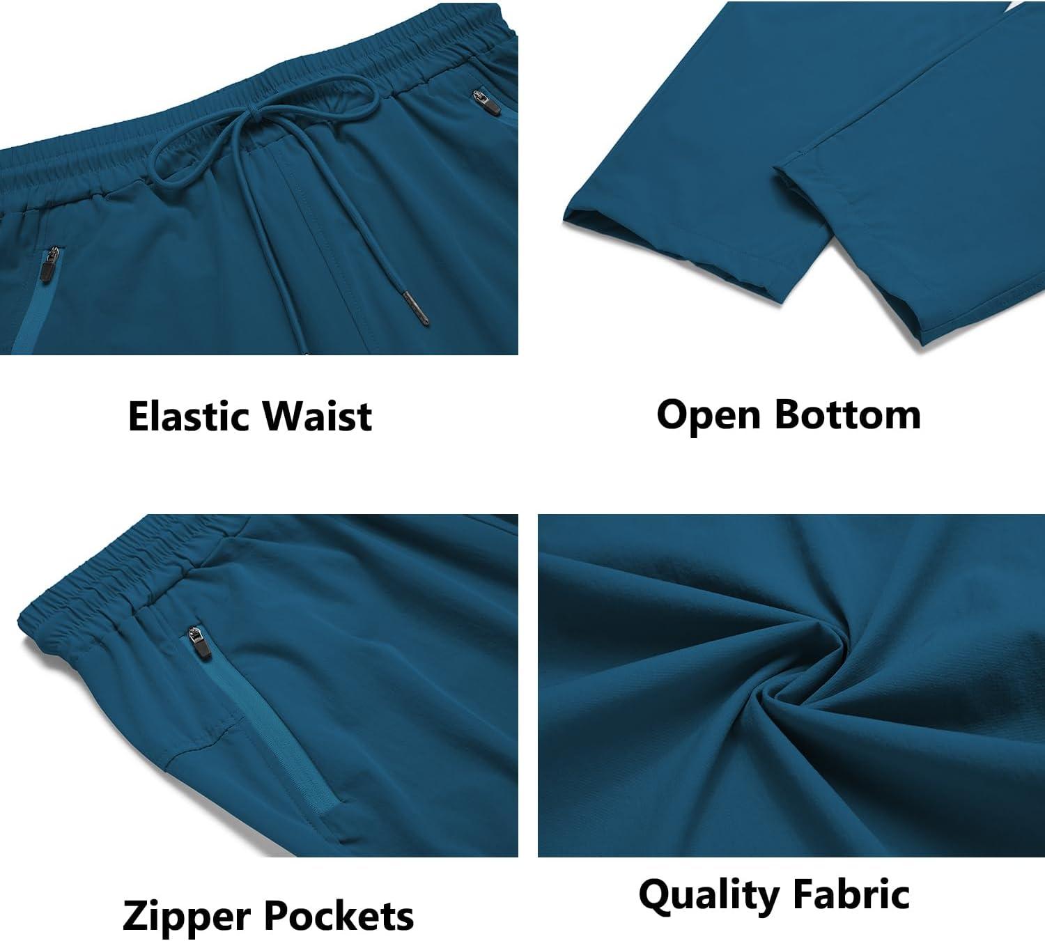 imageCOOFANDY Mens Hiking Pants Lightweight Athletic Pants Quick Dry Active Running Joggers with Zipper PocketsBlue