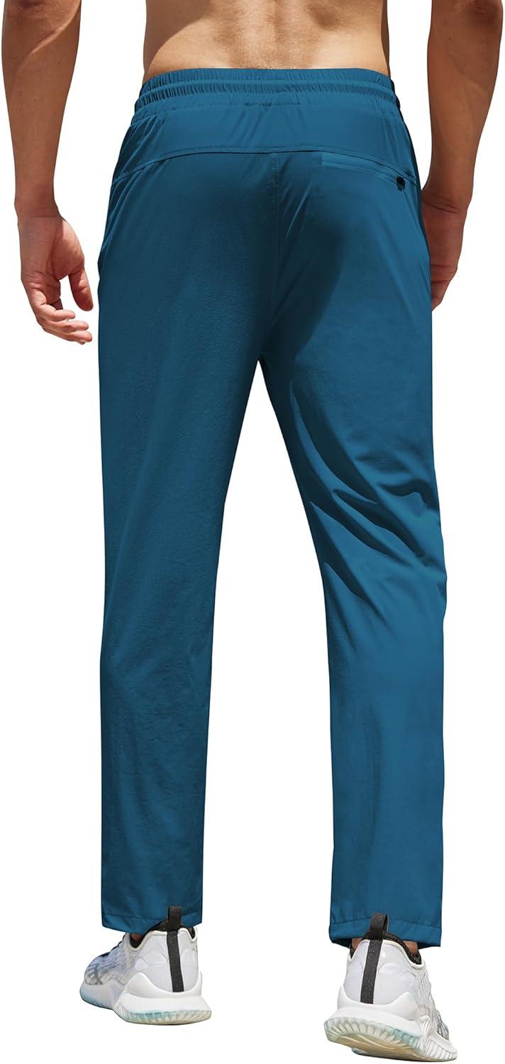imageCOOFANDY Mens Hiking Pants Lightweight Athletic Pants Quick Dry Active Running Joggers with Zipper PocketsBlue