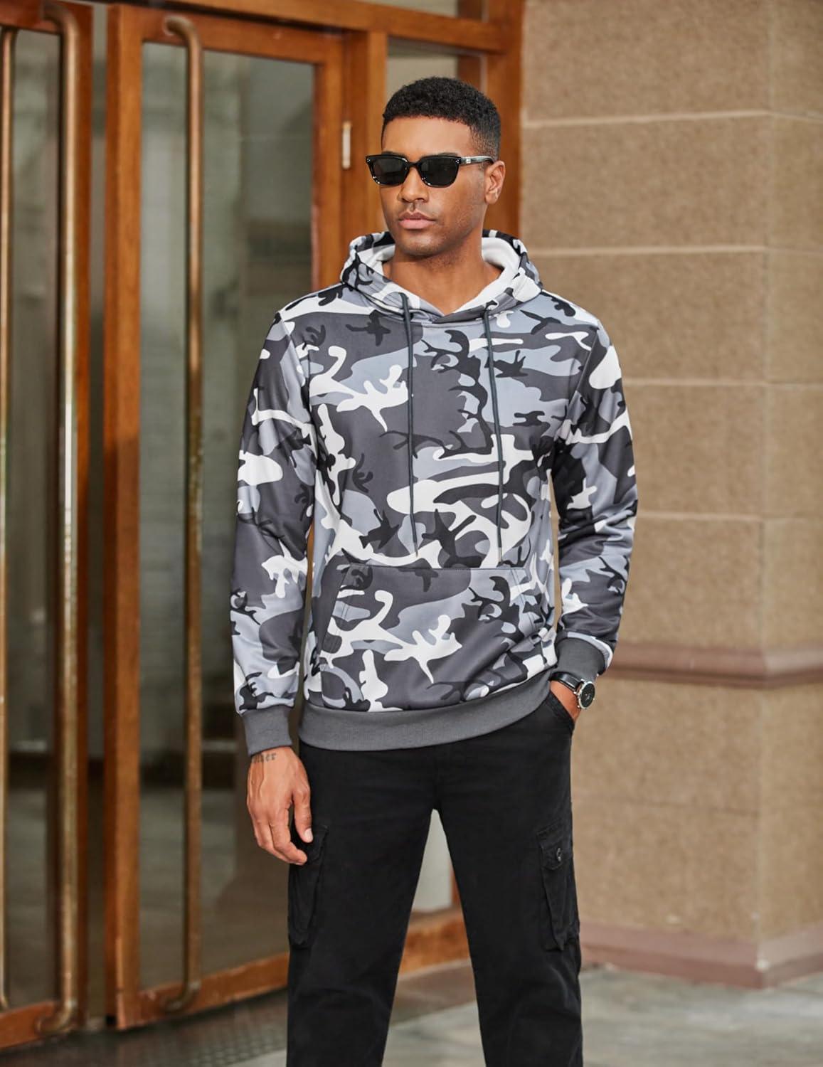 imageCOOFANDY Mens Hoodies Pullover Fleece Lined Hoodie Casual Long Sleeve Drawstring Hooded Sweatshirts with Kanga PocketCamo