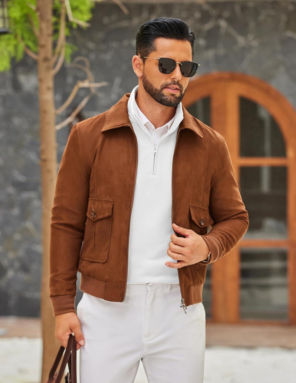 imageCOOFANDY Mens Quarter Zip Pullover Sweatshirt Mock Neck Quilted Sweatshirt Lightweight Casual Long Sleeve Polo ShirtWhite