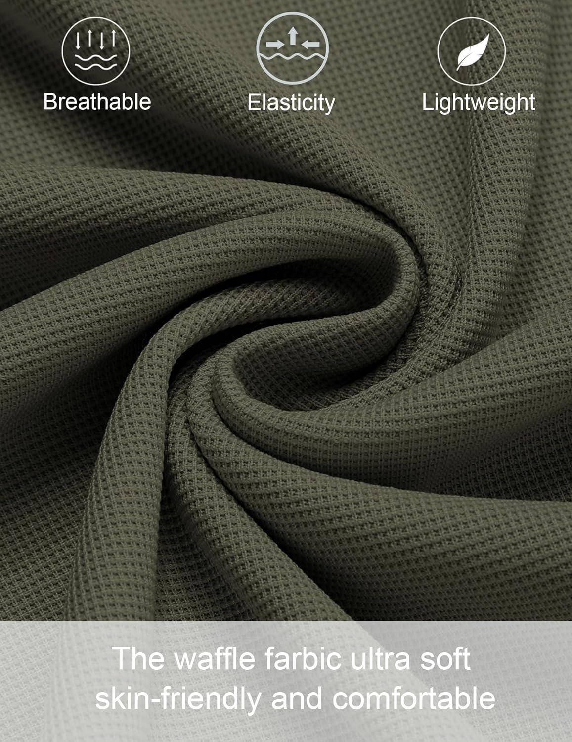 imageCOOFANDY Mens Waffle Jogger Lightweight Drawstring Casual Pants Slim Fit Jogger Sweatpants with PocketsArmy Green