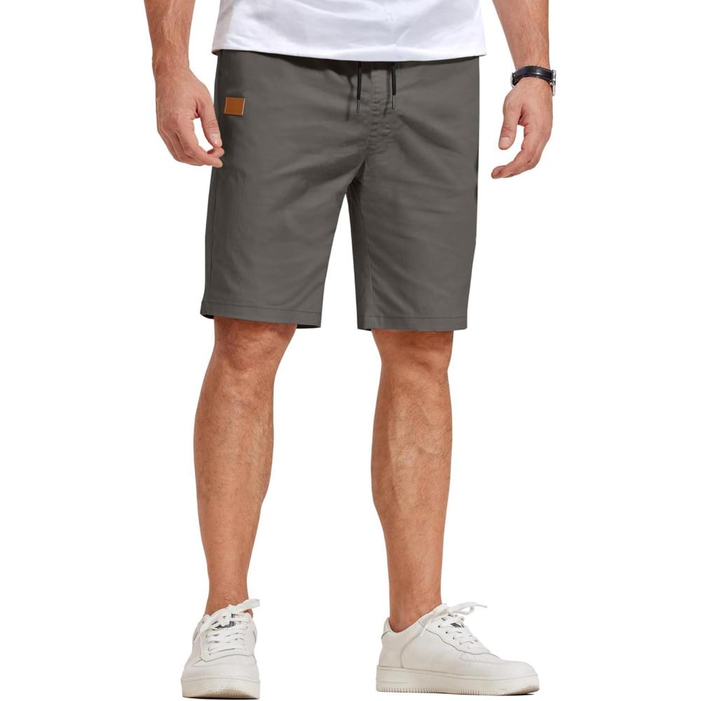 imageCOOFANDY Mens Casual Shorts Cotton Elastic Waist Drawstring Shorts Lightweight Summer Beach ShortsAdark Grey
