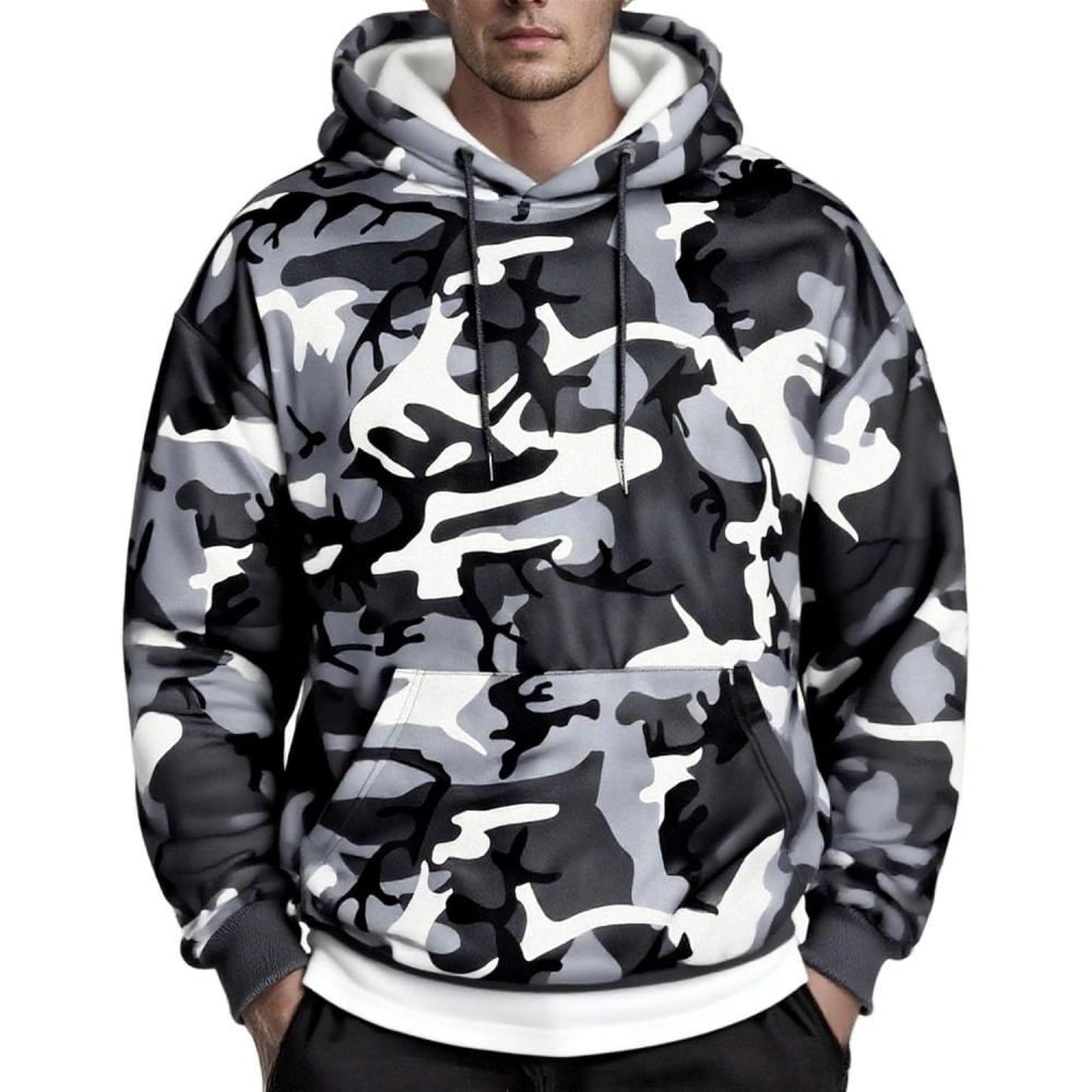 imageCOOFANDY Mens Hoodies Pullover Fleece Lined Hoodie Casual Long Sleeve Drawstring Hooded Sweatshirts with Kanga PocketCamo