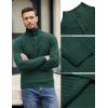 COOFANDY Men Quarter Button Sweater Pullover Cable Knit Henley Mock Neck Sweater(Green)