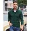 COOFANDY Men Quarter Button Sweater Pullover Cable Knit Henley Mock Neck Sweater(Green)