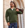 COOFANDY Men Quarter Zip Pullover Long Sleeve Quilted Sweatshirt Waffle Casual Collared Sweatshirts Mock Neck Winter Polo(Army Green)