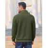 COOFANDY Men Quarter Zip Pullover Long Sleeve Quilted Sweatshirt Waffle Casual Collared Sweatshirts Mock Neck Winter Polo(Army Green)
