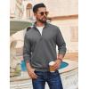 COOFANDY Men Quarter Zip Pullover Long Sleeve Quilted Sweatshirt Waffle Casual Collared Sweatshirts Mock Neck Winter Polo(Dark Gray)