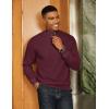 COOFANDY Men Quarter Zip Pullover Long Sleeve Quilted Sweatshirt Waffle Casual Collared Sweatshirts Mock Neck Winter Polo(Dark Red)
