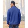 COOFANDY Men Quarter Zip Pullover Long Sleeve Quilted Sweatshirt Waffle Casual Collared Sweatshirts Mock Neck Winter Polo(Deep Blue)