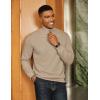 COOFANDY Men Quarter Zip Pullover Long Sleeve Quilted Sweatshirt Waffle Casual Collared Sweatshirts Mock Neck Winter Polo(Khaki)