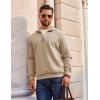 COOFANDY Men Quarter Zip Pullover Long Sleeve Quilted Sweatshirt Waffle Casual Collared Sweatshirts Mock Neck Winter Polo(Khaki)