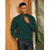 COOFANDY Men Quarter Zip Pullover Long Sleeve Quilted Sweatshirt Waffle Casual Collared Sweatshirts Mock Neck Winter Polo(Lake Green)