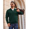 COOFANDY Men Quarter Zip Pullover Long Sleeve Quilted Sweatshirt Waffle Casual Collared Sweatshirts Mock Neck Winter Polo(Lake Green)