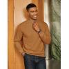 COOFANDY Men Quarter Zip Pullover Long Sleeve Quilted Sweatshirt Waffle Casual Collared Sweatshirts Mock Neck Winter Polo(Light Brown)