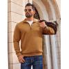COOFANDY Men Quarter Zip Pullover Long Sleeve Quilted Sweatshirt Waffle Casual Collared Sweatshirts Mock Neck Winter Polo(Light Brown)