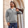 COOFANDY Men Quarter Zip Pullover Long Sleeve Quilted Sweatshirt Waffle Casual Collared Sweatshirts Mock Neck Winter Polo(Light Gray)