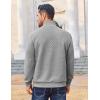 COOFANDY Men Quarter Zip Pullover Long Sleeve Quilted Sweatshirt Waffle Casual Collared Sweatshirts Mock Neck Winter Polo(Light Gray)