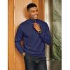COOFANDY Men Quarter Zip Pullover Long Sleeve Quilted Sweatshirt Waffle Casual Collared Sweatshirts Mock Neck Winter Polo(Navy Blue)