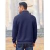 COOFANDY Men Quarter Zip Pullover Long Sleeve Quilted Sweatshirt Waffle Casual Collared Sweatshirts Mock Neck Winter Polo(Navy Blue)