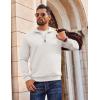 COOFANDY Men Quarter Zip Pullover Long Sleeve Quilted Sweatshirt Waffle Casual Collared Sweatshirts Mock Neck Winter Polo(White)