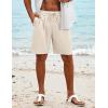 COOFANDY Men’s Beach Shorts 9″ Elastic Waist Drawstring Casual Shorts Regular Fit Summer Textured Shorts(Beige)