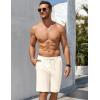 COOFANDY Men’s Beach Shorts 9″ Elastic Waist Drawstring Casual Shorts Regular Fit Summer Textured Shorts(Beige)