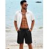 COOFANDY Men’s Beach Shorts 9″ Elastic Waist Drawstring Casual Shorts Regular Fit Summer Textured Shorts(Black)