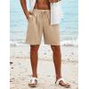 COOFANDY Men’s Beach Shorts 9″ Elastic Waist Drawstring Casual Shorts Regular Fit Summer Textured Shorts(Khaki)