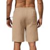 COOFANDY Men’s Beach Shorts 9″ Elastic Waist Drawstring Casual Shorts Regular Fit Summer Textured Shorts(Khaki)