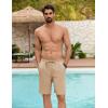 COOFANDY Men’s Beach Shorts 9″ Elastic Waist Drawstring Casual Shorts Regular Fit Summer Textured Shorts(Khaki)