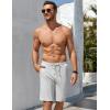 COOFANDY Men’s Beach Shorts 9″ Elastic Waist Drawstring Casual Shorts Regular Fit Summer Textured Shorts(Light Grey)