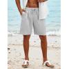 COOFANDY Men’s Beach Shorts 9″ Elastic Waist Drawstring Casual Shorts Regular Fit Summer Textured Shorts(Light Grey)