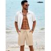 COOFANDY Men’s Beach Shorts 9″ Elastic Waist Drawstring Casual Shorts Regular Fit Summer Textured Shorts(Light Khaki)