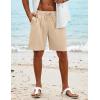 COOFANDY Men’s Beach Shorts 9″ Elastic Waist Drawstring Casual Shorts Regular Fit Summer Textured Shorts(Light Khaki)