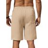 COOFANDY Men’s Beach Shorts 9″ Elastic Waist Drawstring Casual Shorts Regular Fit Summer Textured Shorts(Light Khaki)